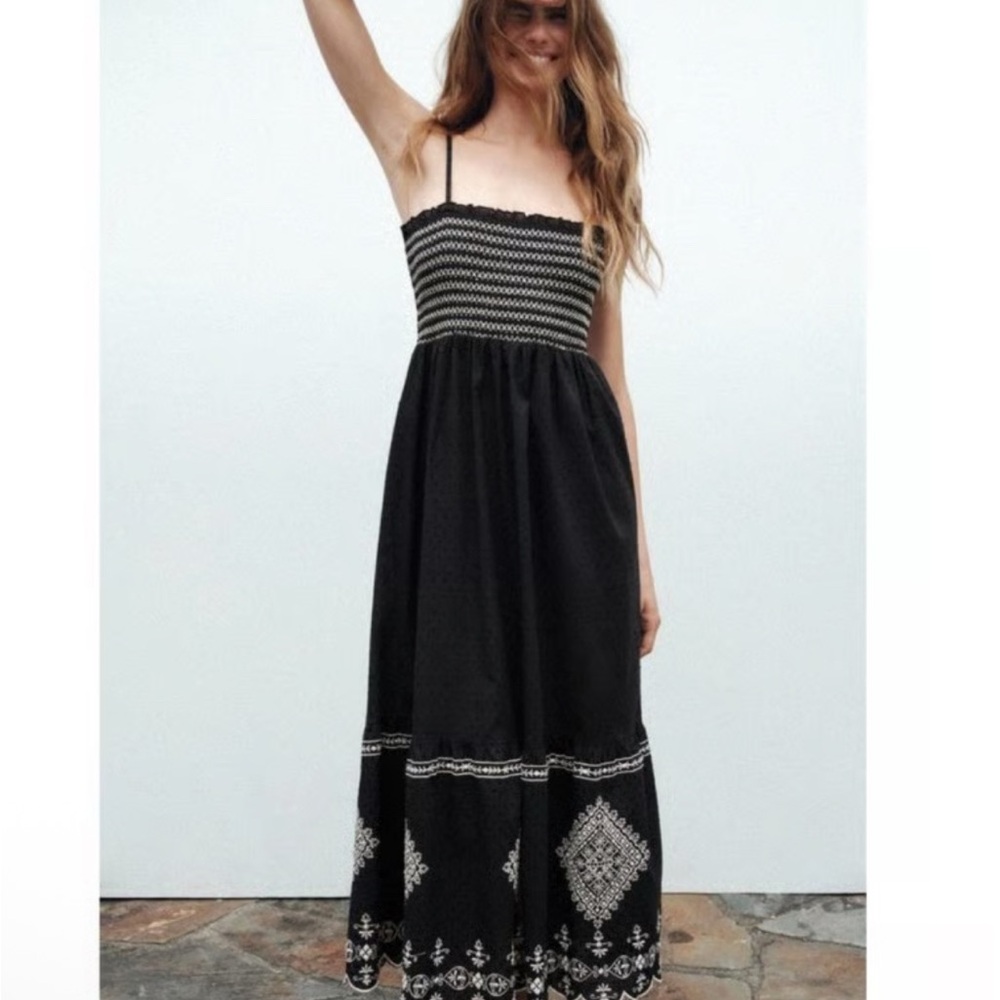 Zara Black and White Sleeveless Sundress
